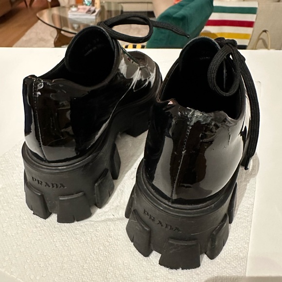 Authentic Prada Monolith Derby Shoes in Patent Black - Picture 8 of 16